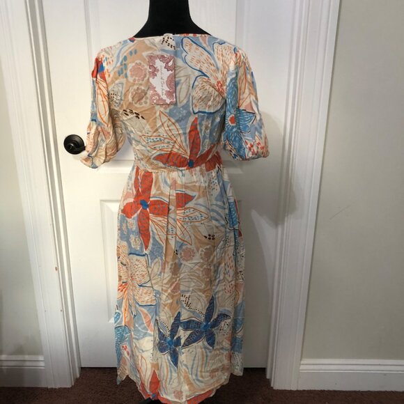 Boho‎ Women's Floral Maxi Dress By Band Of The Free XS V-Neck & Puff Sleeve NWT - Picture 4 of 9